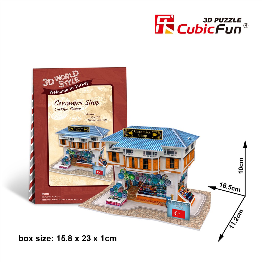Mô hình giấy 3D CubicFun - Bộ nhà truyền thống Thổ Nhĩ Kỳ - Ceramics Shop -W3111h