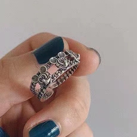 Nhẫn hợp kim hai lớp hình chuột mickey có thể điều chỉnh kích cỡ