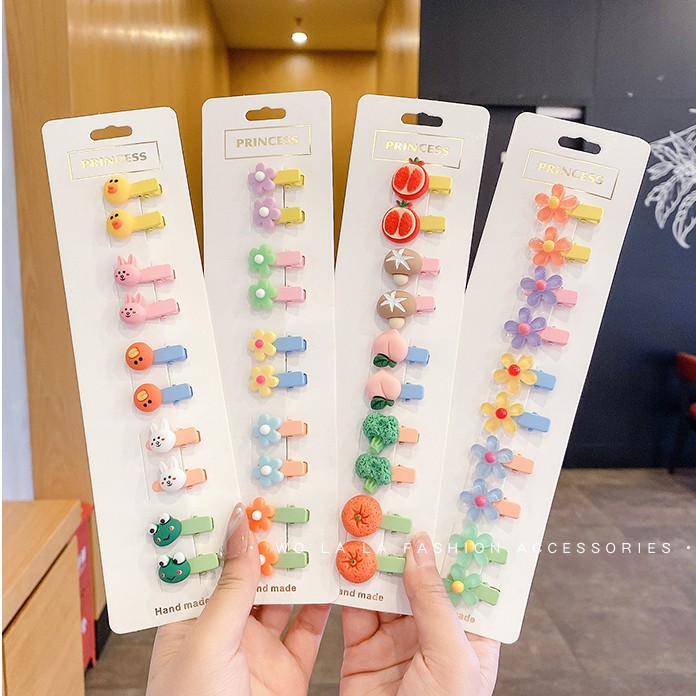 Set 10 kẹp tóc kiểu hoạt hình xinh xắn cho bé gái