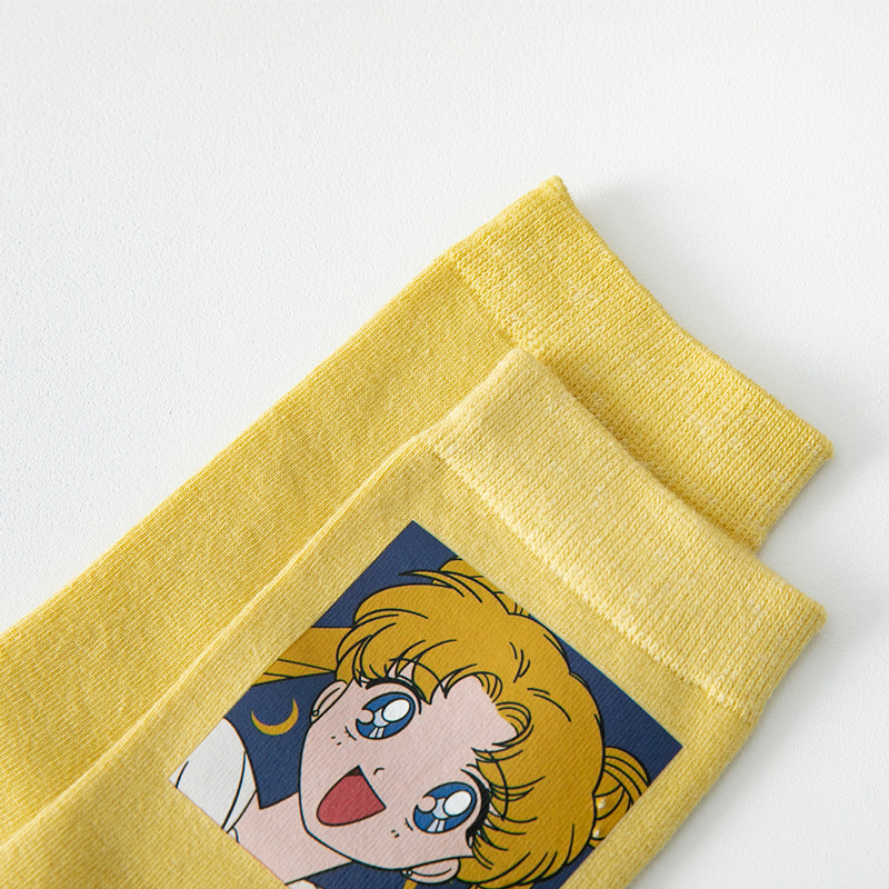 Tất cotton in hình thủy thủ mặt trăng xinh xắn sáng tạo cho nữ