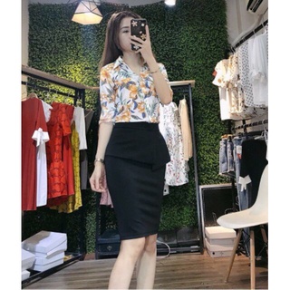Chân váy bút chì cạp cao công sở nữ trẻ trung Bút chì vạt bụng d58cm Susuclothing