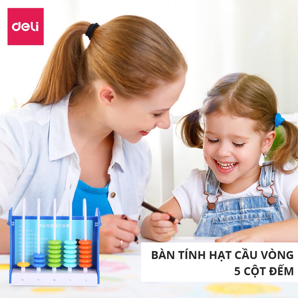 Bàn tính hạt 5 cột dành cho học sinh tiểu học Deli - 74314