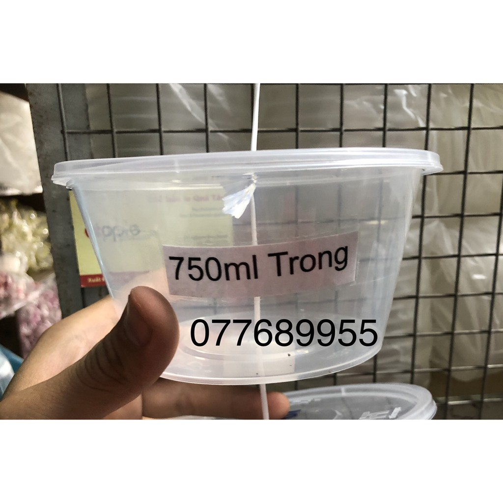 50 cái Hộp Tròn nhựa microwave đen, trong - thố hủ tiếu