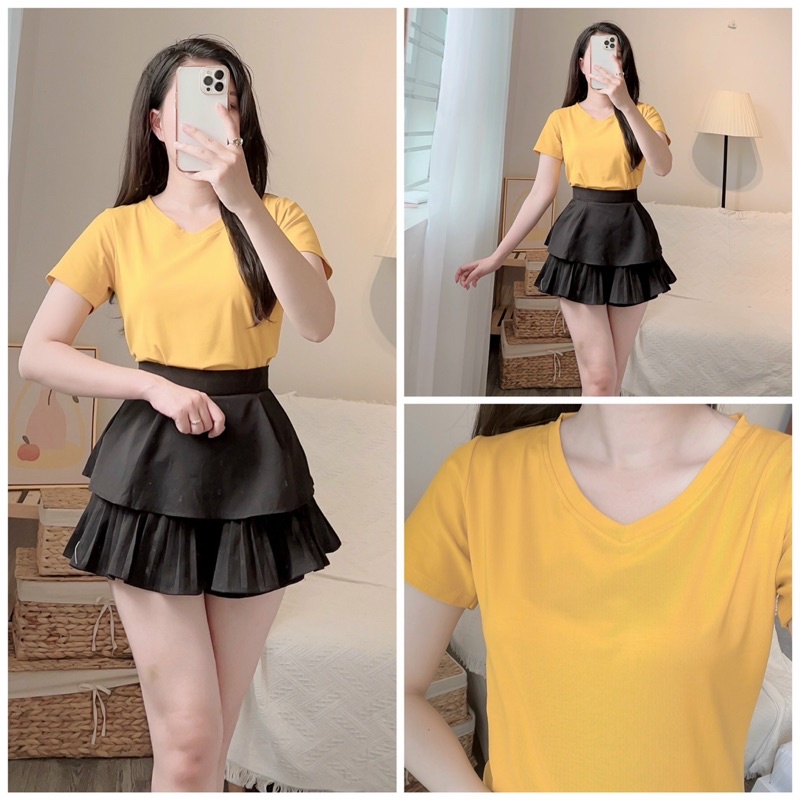 Áo thun thái cổ tim bao chất mịn đẹp