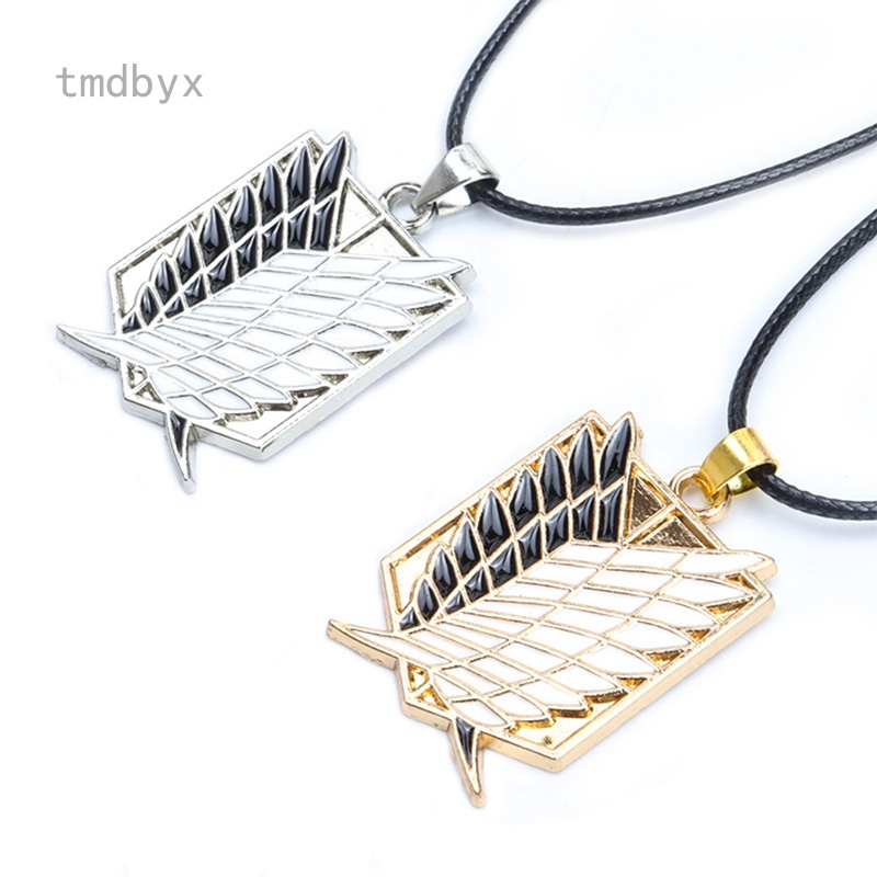 Tmdbyx Vòng cổ Da Mặt Hợp Kim Màu Vàng Bạc Họa Tiết Đôi Cánh Nữ Thần Tự Do Attack On Titan