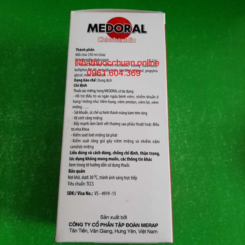 MEDORAL 250ml Nước súc họng , miệng