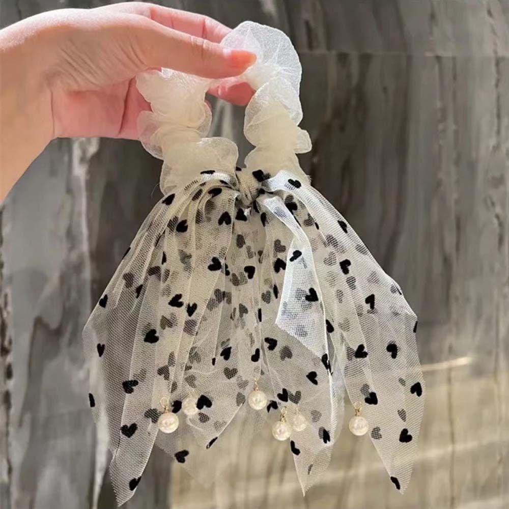 Dây Cột Tóc Ruy Băng Lưới Họa Tiết Chấm Bi Thời Trang Mùa Hè Cho Nữ