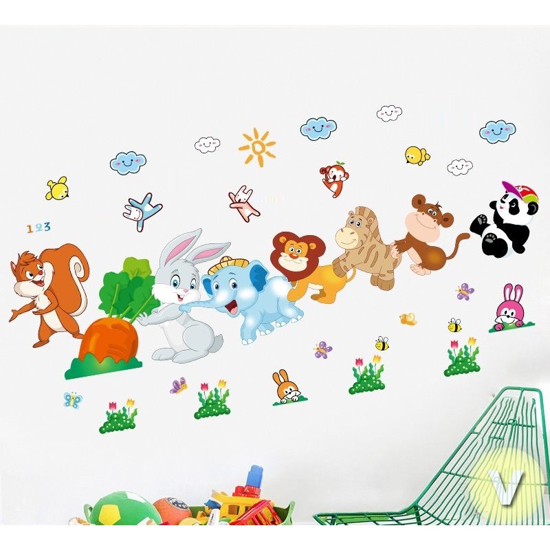 Decal dán tường Thú nhổ cà rốt số 3