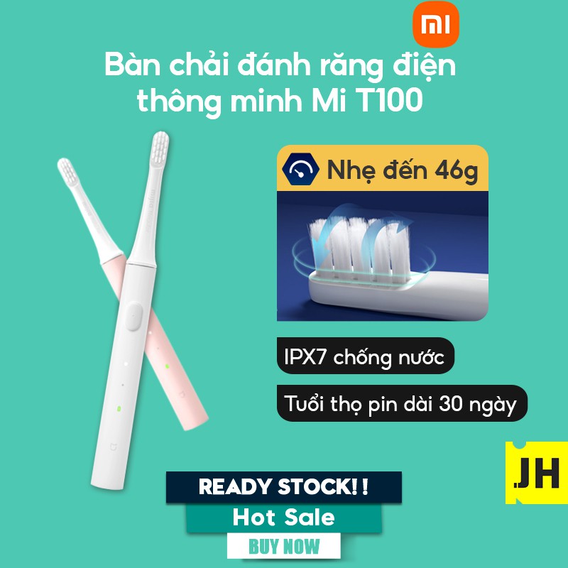 【Hàng Chính Hãng】Bàn chải điện Xiaomi Mijia T100 (pin sạc) - kháng nước ipx7 - Bàn Chải Đánh Răng Mijia T100