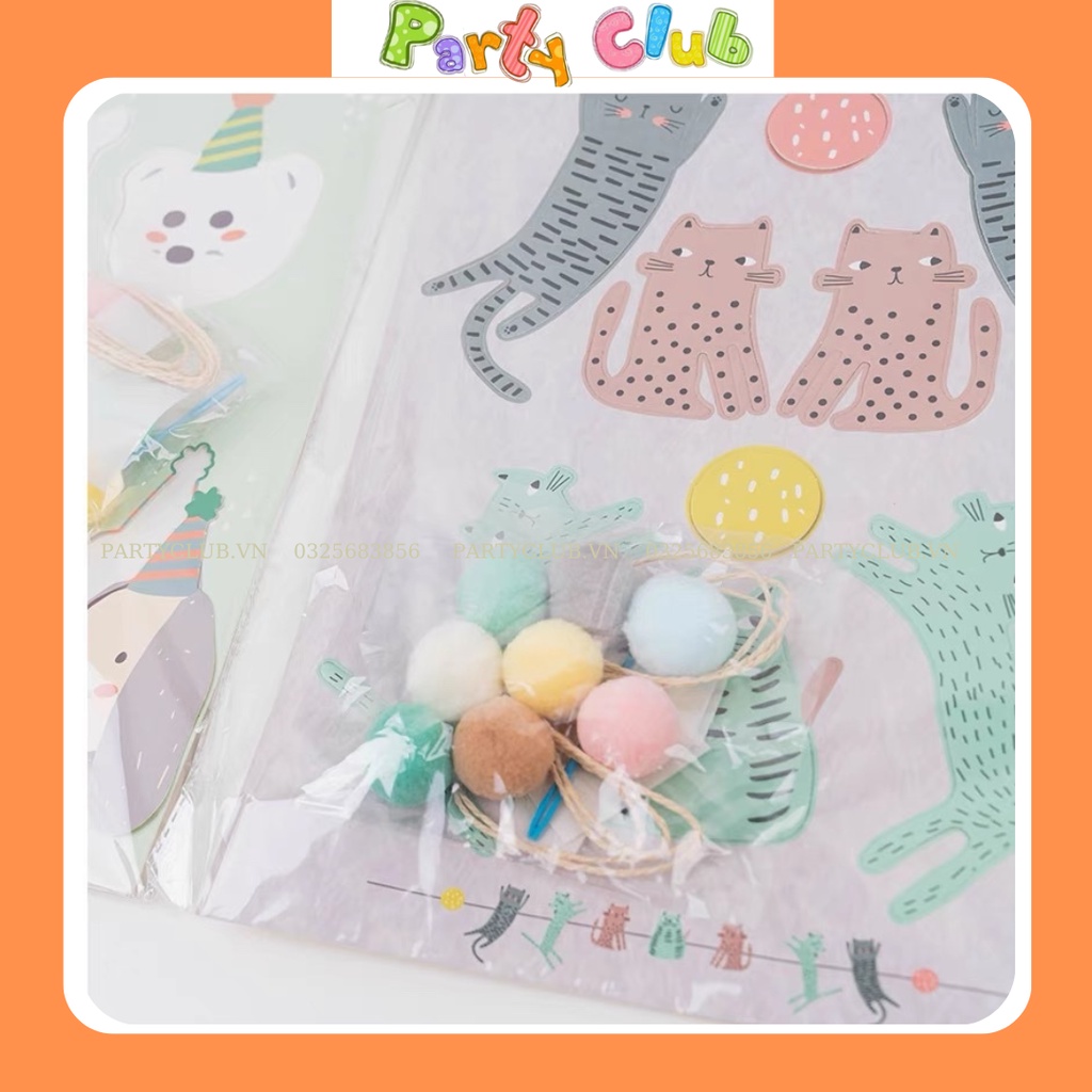 Dây treo hình chó mèo trang trí sinh nhật