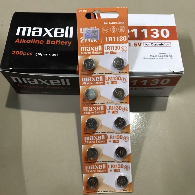 Pin MAXELL LR1130, 189, AG10 Alklaine 1.5V, Pin cúc áo cho máy tính Casio, đồng hồ, đồ chơi, nhiệt kế.