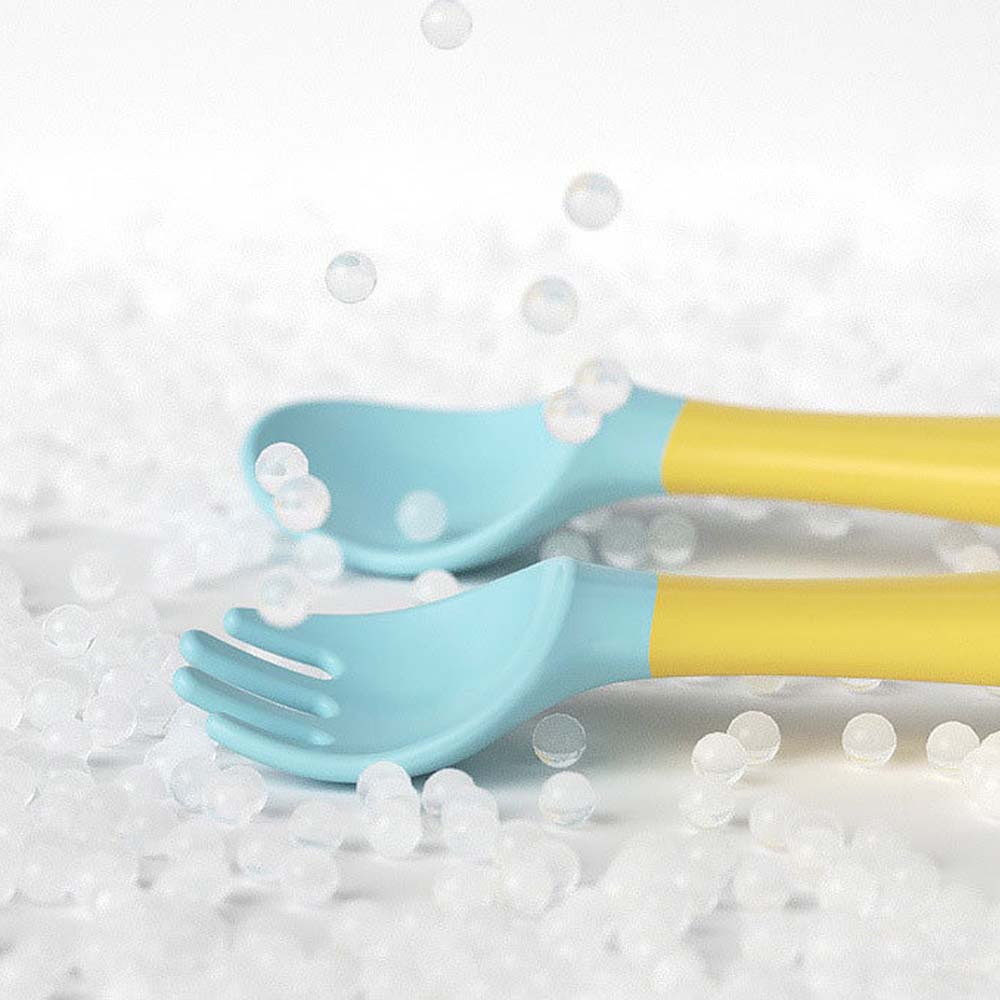Bộ muỗng nĩa bằng silicon mềm cho bé tập ăn