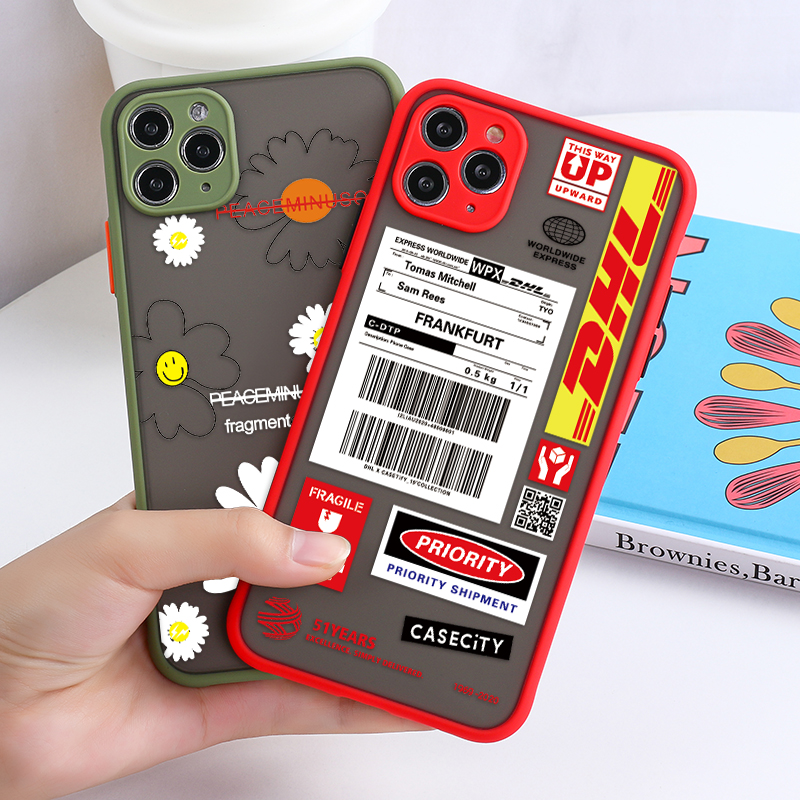 Ốp điện thoại PC mặt nhám trong suốt họa tiết logo DHL cho Iphone 11 12 Pro Max 12 Mini X Xr Xs Max 6 6s 7 8 Plus