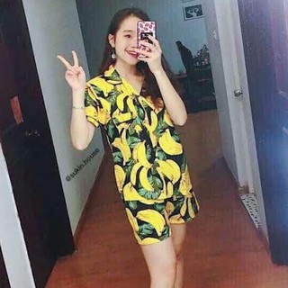 Bộ chuối đi biển vải kate thái