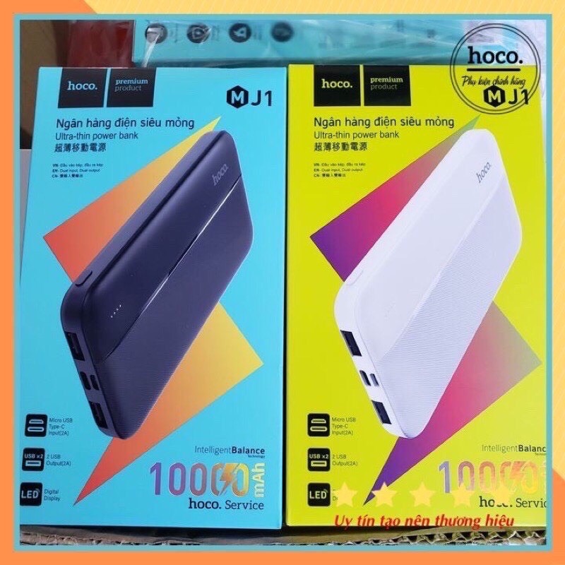 Nowship -sạc dự phòng 10000mah mẫu mới HOCO MJ1 2 cổng sạc mỏng gọn
