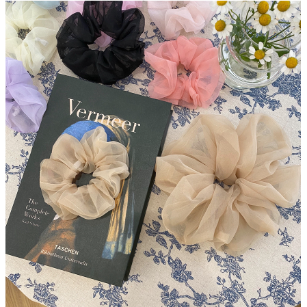 Dây buộc tóc ren màu trơn dễ thương cho nữ