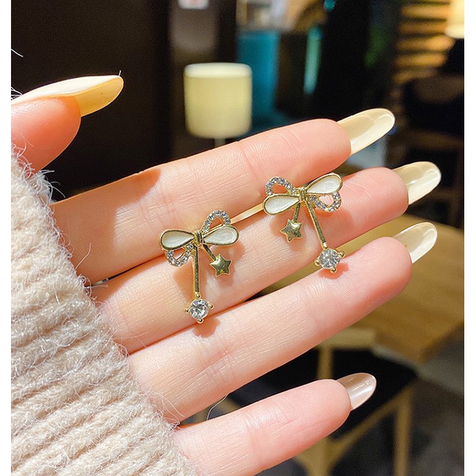 Bông Tai Hình Nơ Xinh Xắn Đơn Giản Dành Cho Nữ 2020