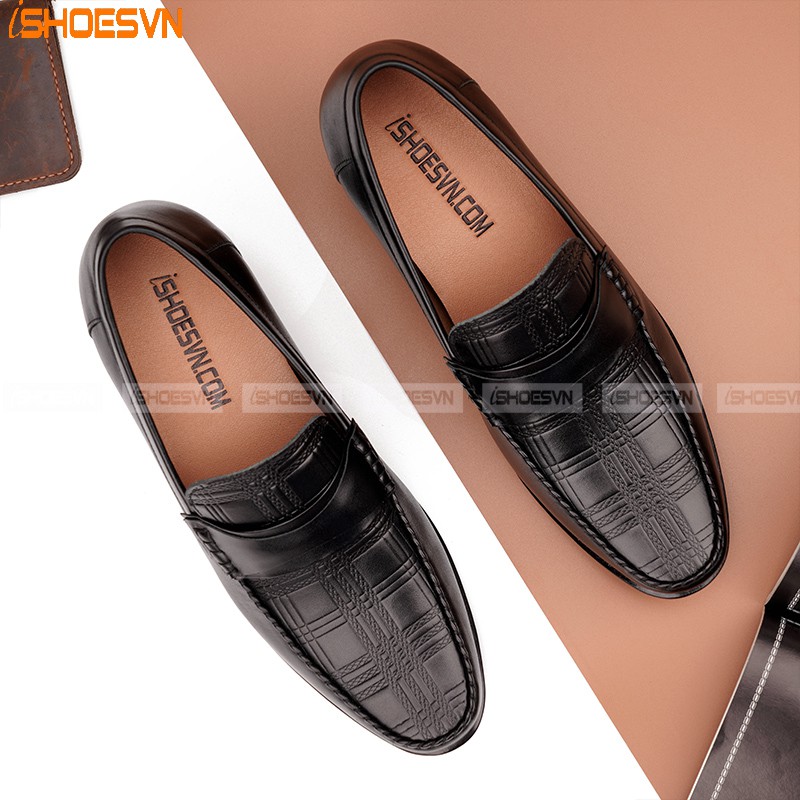 Giày da nam tăng chiều cao ISHOESVN IS218 - Giày lười công sở