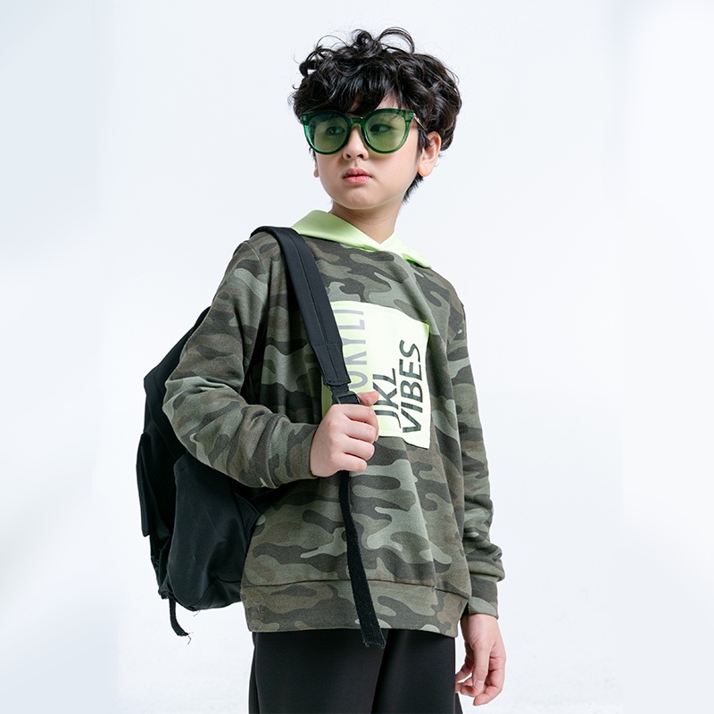 Bộ quần áo bé trai camo JOOKYLI chất liệu mềm mại co giãn thiết kế cao cấp