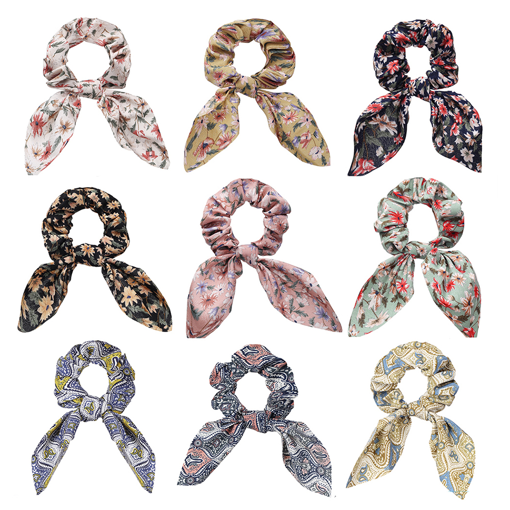 Dây chiffon cột tóc đính nơ &amp; hoa nhiều màu phong cách Bohemia - Hàn Quốc sang trọng