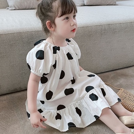 Đầm công chúa  tay ngắn hoạ tiết chấm bi cho bé gái từ 2-9 tuổi