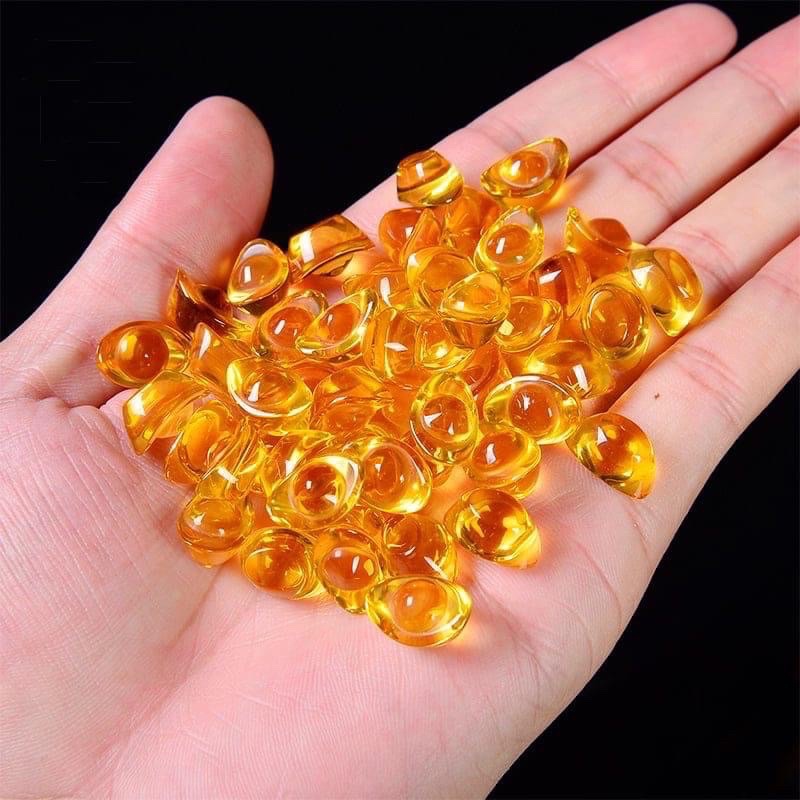 Thỏi Vàng Thuỷ Tinh 1.4cm Kim Nguyên Bảo Đặt Bàn Thờ Thần Tài Phong Thủy Thần Tài May Mắn