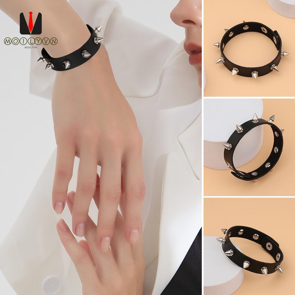 Vòng đeo tay trang trí đinh tán phong cách rock cá tính thời trang