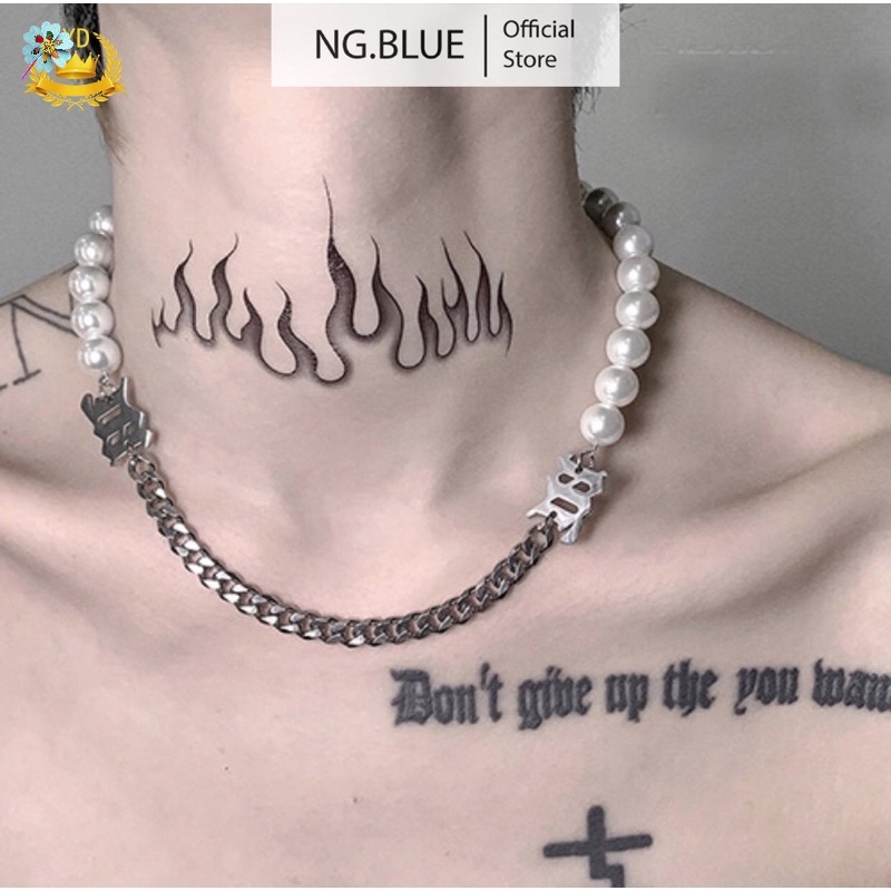 Vòng cổ/vòng tay xâu hạt ngọc trai nhân tạo phong cách hip hop cá tính dành cho nam và nữ