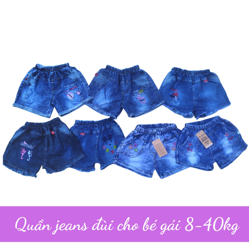 Quần jeans đùi/ Quần jean ngắn cho bé gái 8-40kg