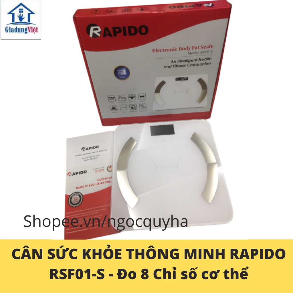 Cân sức khỏe phân tích 8 chỉ số cơ thể Rapido RSF01-S, Hàng chính hãng bảo hành 1 năm