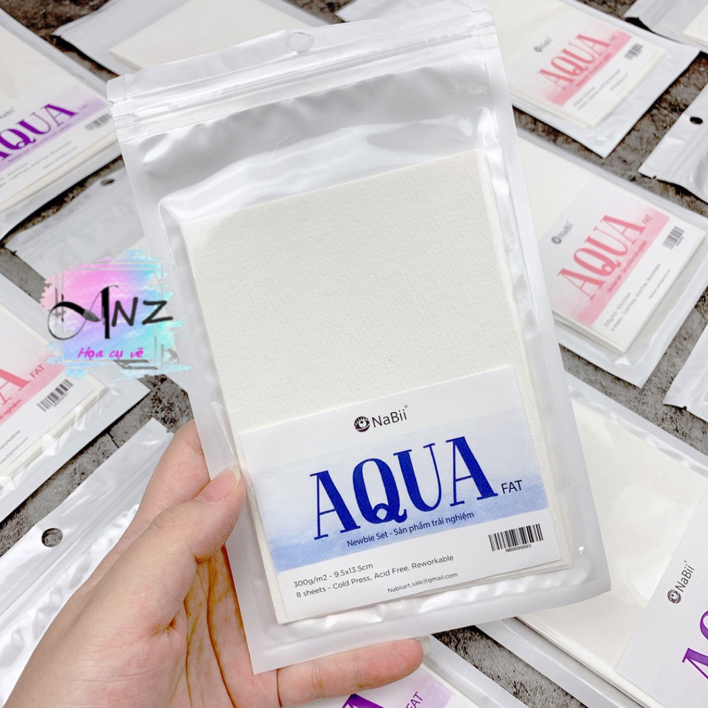 Giấy vẽ màu nước Nabii Aqua Fat 300gsm - Newbie Set Xấp 8 tờ
