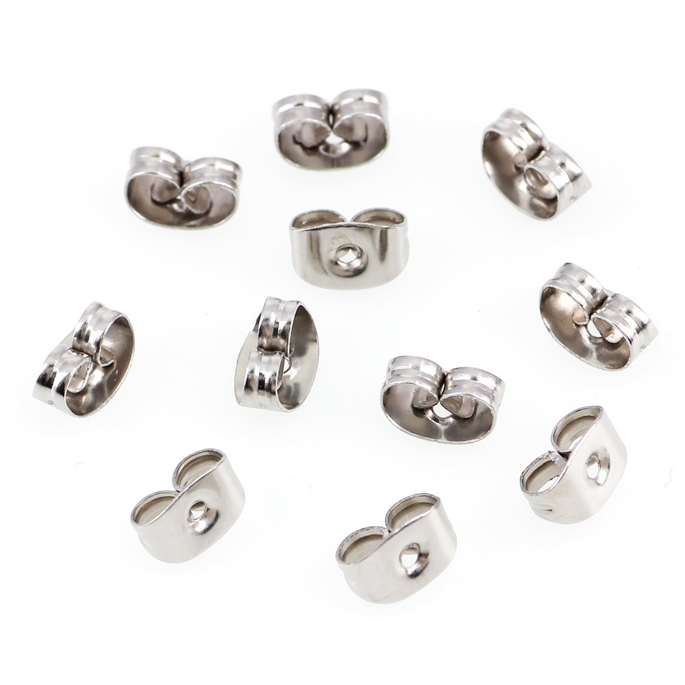 Set 100 Nút Tai Bằng Thép Không Gỉ Hình Bướm Thời Trang