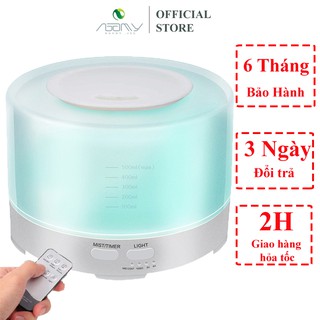 Máy Xông Tinh Dầu, Máy Phun Sương Nano Hình Trụ 500ml Tặng Điều Khiển Đèn Led 7 Màu Bù Ẩm Phòng Điều Hòa Phòng Ngủ