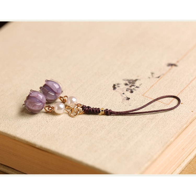 Hàng Mới Về [Hàng Mới Về] Dây Đeo Điện Thoại Phong Cách Mori Lily of the Valley Phong Cách Trung Hoa