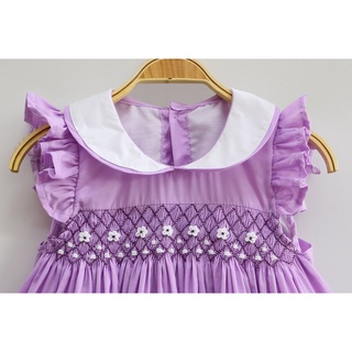 ĐẦM SMOCK CỔ SEN TÍM