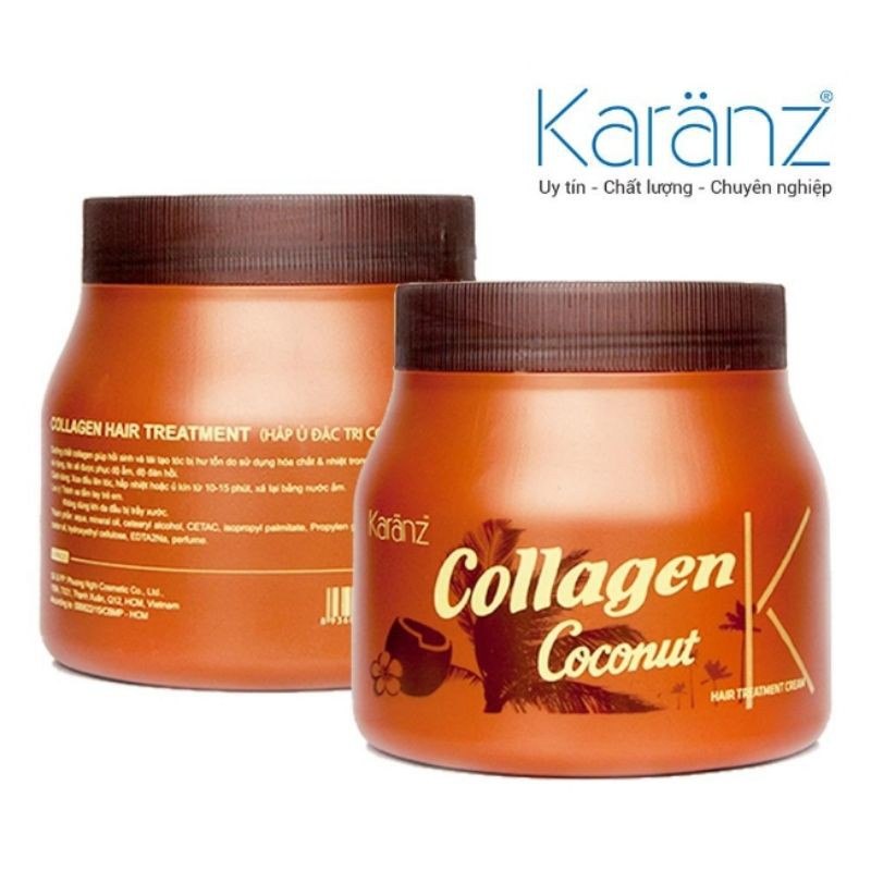 Hấp Dầu (Kem Ủ Tóc) Làm Mượt Phục Hồi Tóc Hư Tổn Collagen Coconut  Karaz 1000ml.