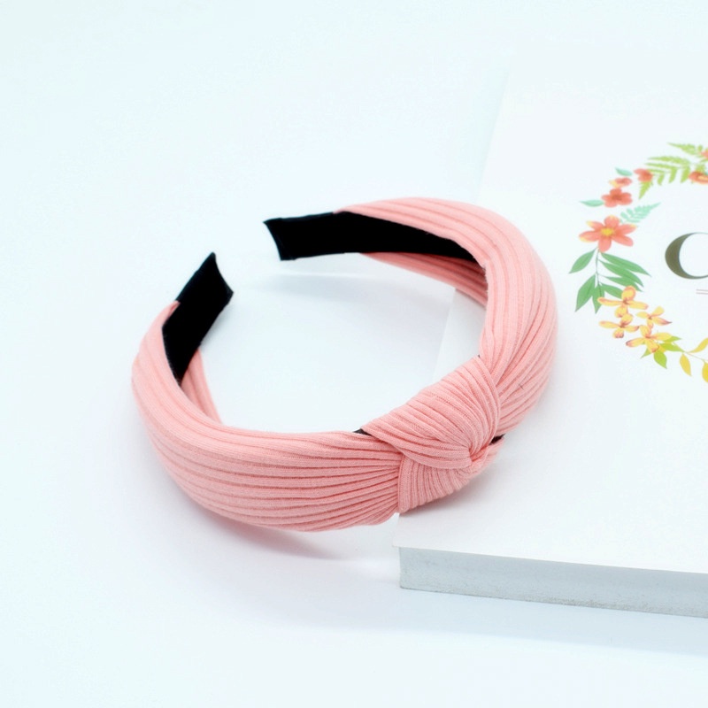 Băng đô cài tóc bằng vải len dệt màu trơn thời trang phong cách retro