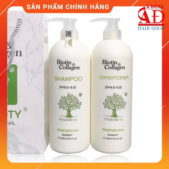 DẦU GỘI XẢ PASIORI TM COLLAGEN & BIOTIN TRẮNG PHỤC HỒI, MỀM MƯỢT, NGĂN GÃY RỤNG 1000ML