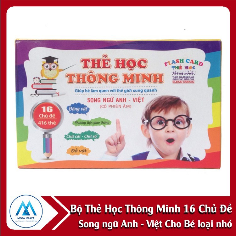 Bộ thẻ học song ngữ Thông Minh Flashcard 16 chủ đề (416the). tiện dụng cho trẻ em