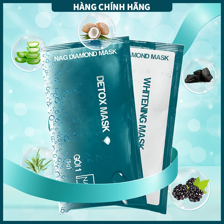 BỘ SẢN PHẨM mặt nạ NAG DIAMOND MASK-Thải độc, dưỡng trắng da mặt toàn diện/DETOX MASK-WHITENING MASK