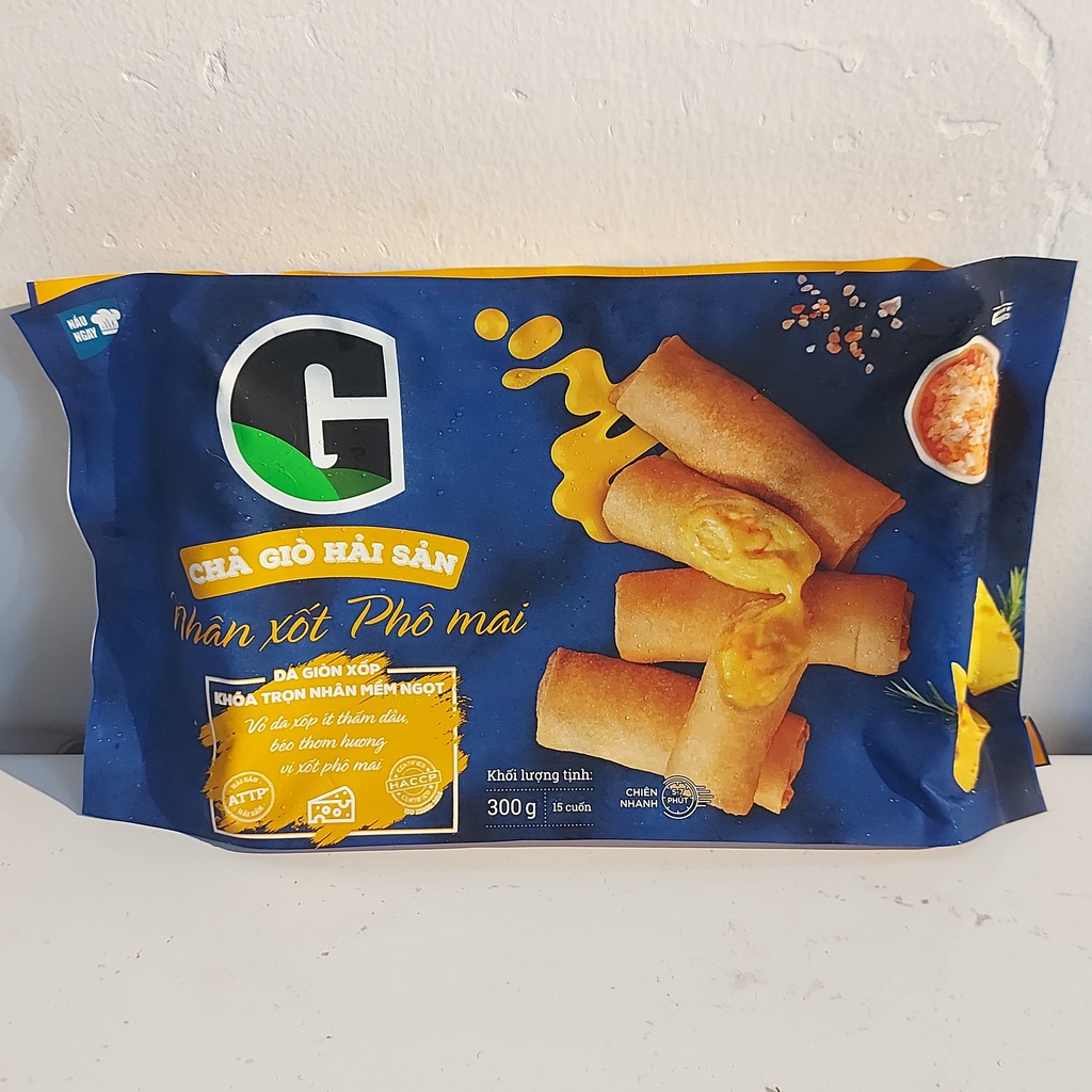 Chả giò hải sản nhân sốt phô mai sản phẩm của G Kitchen 300g 15 cuốn