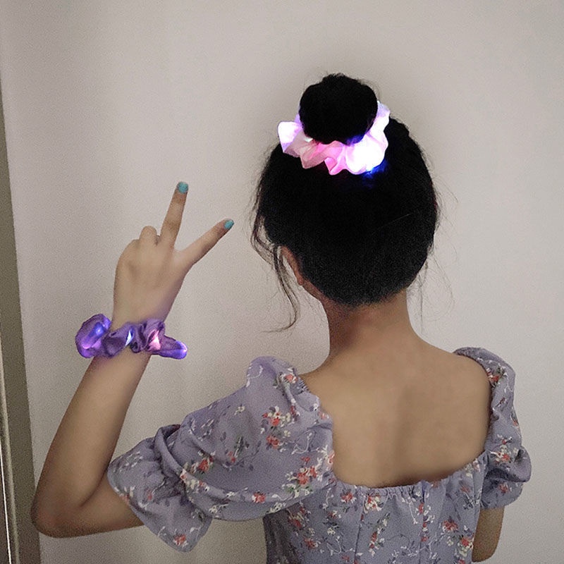 Dây Cột Tóc Cao Su Gắn Đèn led Phát Sáng Phong Cách Hàn Quốc Sáng Tạo