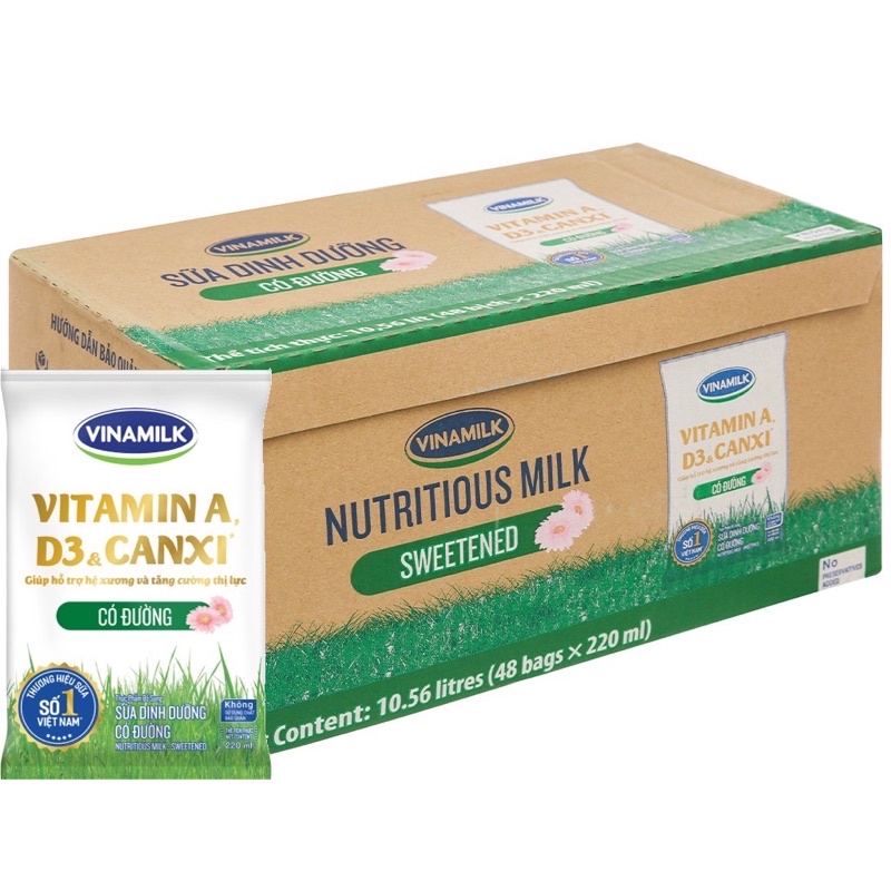 sữa vinamilk - thùng 48 bịch-220ml