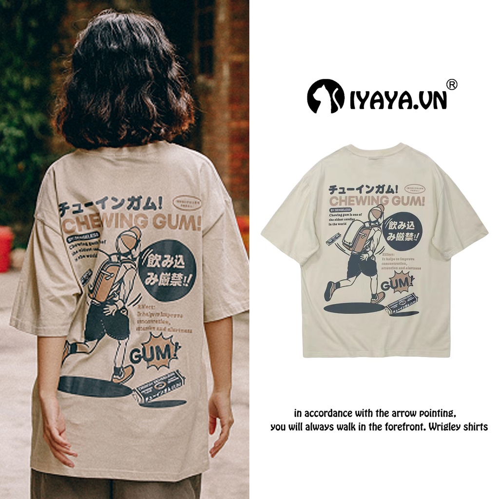 Áo Thun Nữ Ngắn Tay In Chữ Phong Cách Nhật Bản Thời Trang