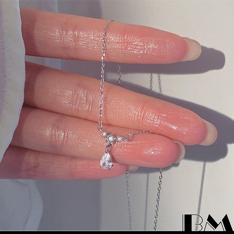 Vòng cổ Mặt Hình Giọt Nước Đính Đá Zircon Phong Cách Hàn Quốc Đơn Giản Cho Nữ