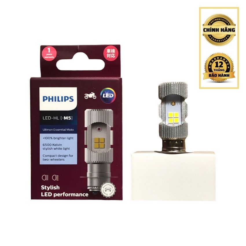 Bóng đèn pha led chính hãng Philips chân M5 cho Exciter 4 số chóa nhỏ, Dream, TikTakMoto
