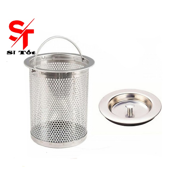 Lọc rác bồn rửa bát inox có nắp đậy