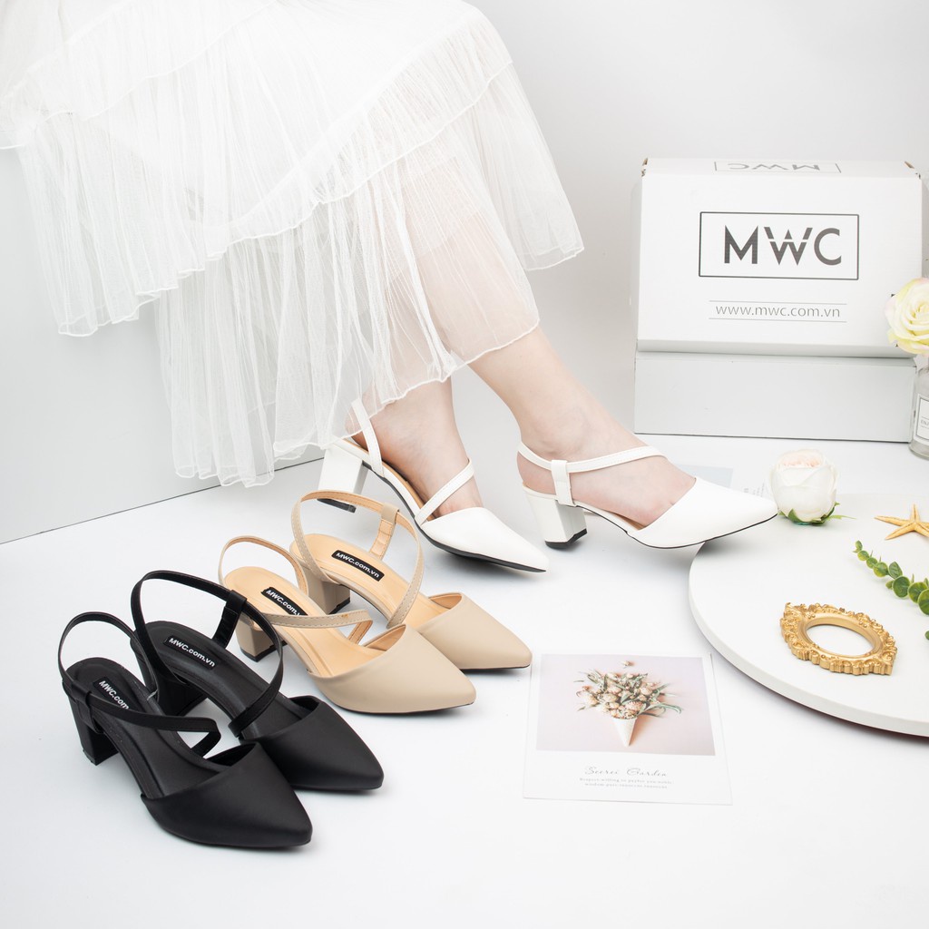 Giày Sandal Cao Gót Đế Vuông 5CM Quai Chéo Siêu Xinh MWC 3593