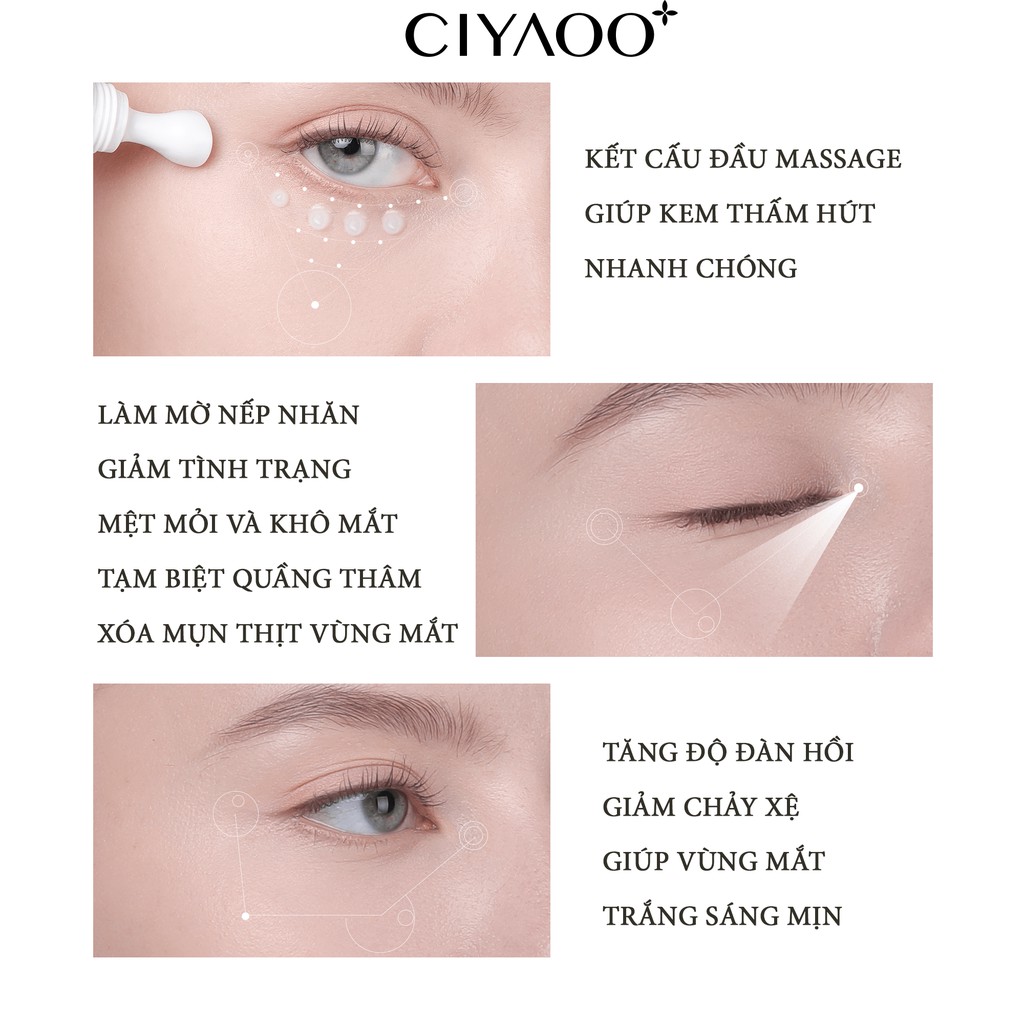 Kem Dưỡng Ẩm Mắt CIYAOO 💝FREESHIP💝 Giảm Thâm Mắt, Làm Mờ Nếp Nhăn & Bọng Mắt Snake Venom Peptide 15g