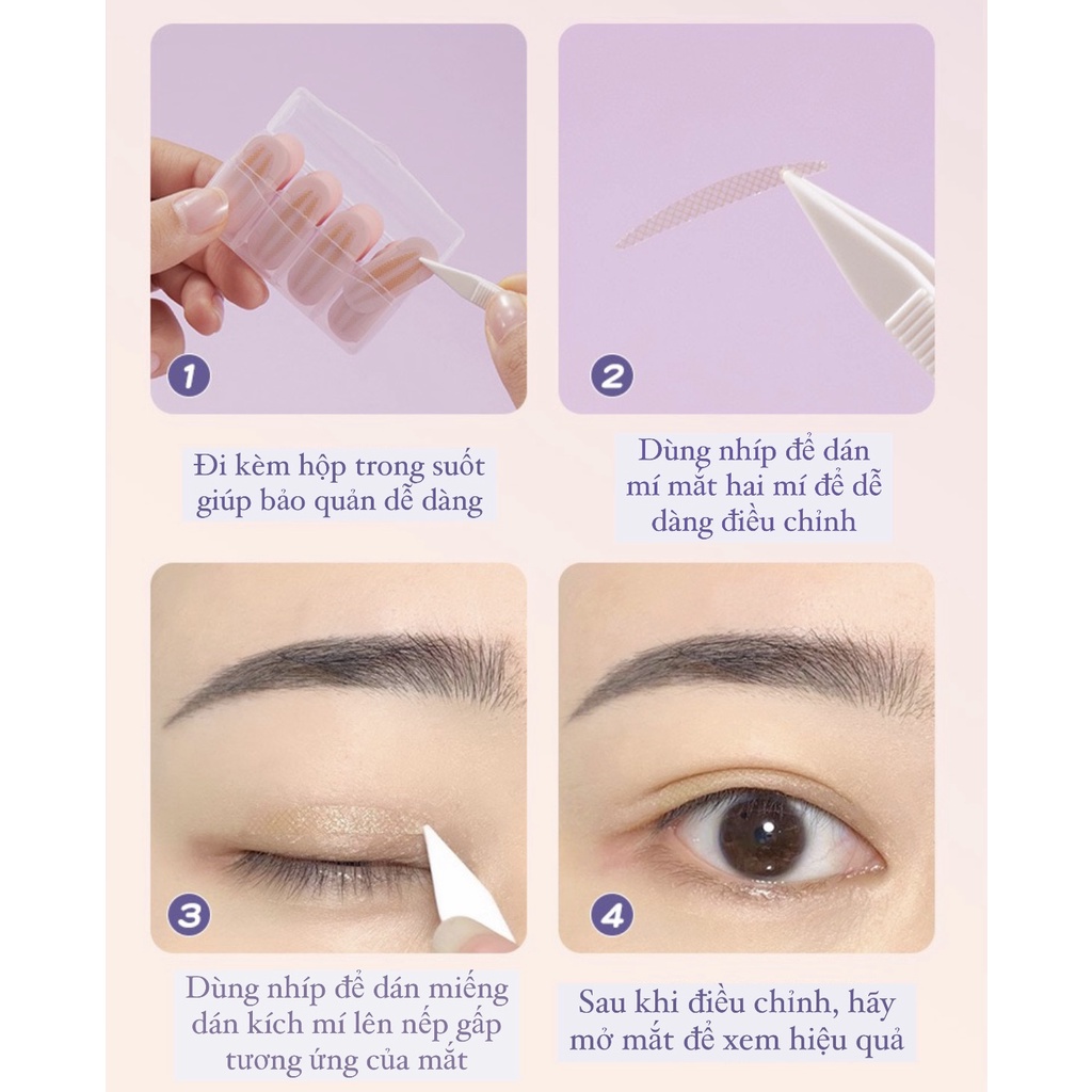 Miếng dán kích mí trong suốt FR hộp 100 miếng, miếng dán mí mắt tạo mắt 2 mí, miếng dán kích mí siêu mỏng chống thấm nướ